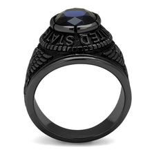 Load image into Gallery viewer, US Navy Ring for Men and Women Unisex Stainless Steel Military Patriotic Ring in Black with Blue Stone Rock - Jewelry Store by Erik Rayo
