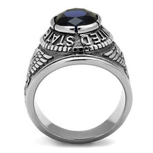 Load image into Gallery viewer, USN Silver Navy Ring for Men and Women Unisex Stainless Steel Military Class Ring with Blue Stone - Jewelry Store by Erik Rayo
