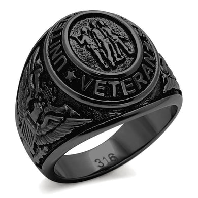 Black Veterans Military Ring for Men and Women Unisex Stainless Steel Class Ring - Jewelry Store by Erik Rayo