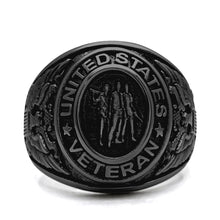 Load image into Gallery viewer, Black Veterans Military Ring for Men and Women Unisex Stainless Steel Class Ring - Jewelry Store by Erik Rayo
