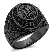 Load image into Gallery viewer, US Veterans Ring for Men and Women Unisex 316L Stainless Steel Military Patriotic Ring in Black - Jewelry Store by Erik Rayo
