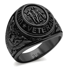 Load image into Gallery viewer, US Veterans Ring for Men and Women Unisex Stainless Steel Military Patriotic Ring in Black - Jewelry Store by Erik Rayo
