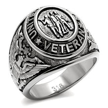 Load image into Gallery viewer, US Veterans Ring for Men and Women Unisex Stainless Steel Military Patriotic Ring in Silver - Jewelry Store by Erik Rayo
