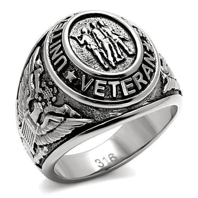 US Veterans Ring for Men and Women Unisex Stainless Steel Military Patriotic Ring in Silver - Jewelry Store by Erik Rayo