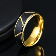 Load image into Gallery viewer, Men&#39;s Wedding Band - Luxury Black Brushed Gold Ring for Men and Women
