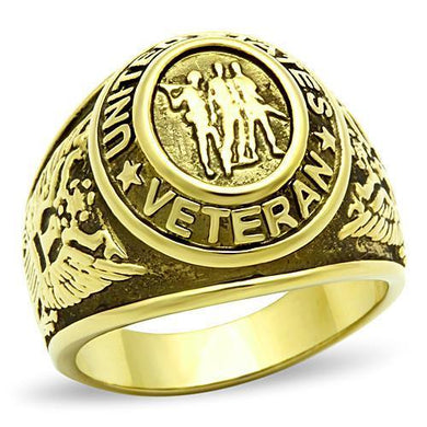 Veterans Military Ring for Men and Women Unisex Stainless Steel Ring in Gold Patriotic Soldiers - Jewelry Store by Erik Rayo