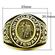 Load image into Gallery viewer, Veterans Military Ring for Men and Women Unisex Stainless Steel Ring in Gold Patriotic Soldiers - ErikRayo.com
