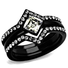 Load image into Gallery viewer, Wedding Rings for Women Engagement Cubic Zirconia Promise Ring Set for Her in Black Tone Achineam - Jewelry Store by Erik Rayo
