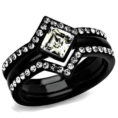 Wedding Rings for Women Engagement Cubic Zirconia Promise Ring Set for Her in Black Tone Achineam - ErikRayo.com