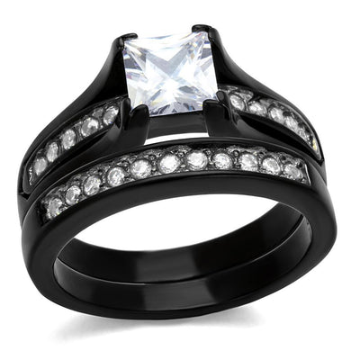 Wedding Rings for Women Engagement Cubic Zirconia Promise Ring Set for Her in Black Tone Aurunca - Jewelry Store by Erik Rayo