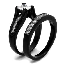 Load image into Gallery viewer, Wedding Rings for Women Engagement Cubic Zirconia Promise Ring Set for Her in Black Tone Aurunca - Jewelry Store by Erik Rayo
