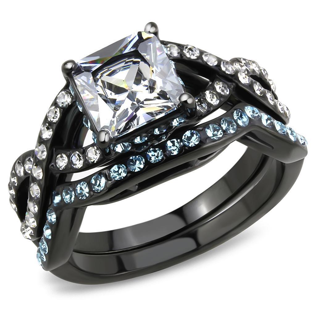Wedding Rings for Women Engagement Cubic Zirconia Promise Ring Set for Her in Black Tone Clear Adelaide - Jewelry Store by Erik Rayo