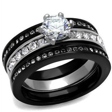 Wedding Rings for Women Engagement Cubic Zirconia Promise Ring Set for Her in Black Tone Eleanora - Jewelry Store by Erik Rayo