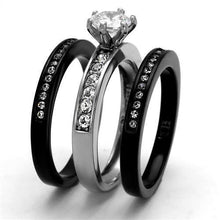 Load image into Gallery viewer, Wedding Rings for Women Engagement Cubic Zirconia Promise Ring Set for Her in Black Tone Eleanora - Jewelry Store by Erik Rayo

