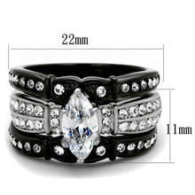 Load image into Gallery viewer, Wedding Rings for Women Engagement Cubic Zirconia Promise Ring Set for Her in Black Tone Leah - Jewelry Store by Erik Rayo

