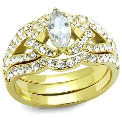 Wedding Rings for Women Engagement Cubic Zirconia Promise Ring Set for Her in Gold Tone Atri - ErikRayo.com