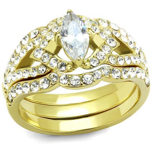 Wedding Rings for Women Engagement Cubic Zirconia Promise Ring Set for Her in Gold Tone Atri - Jewelry Store by Erik Rayo