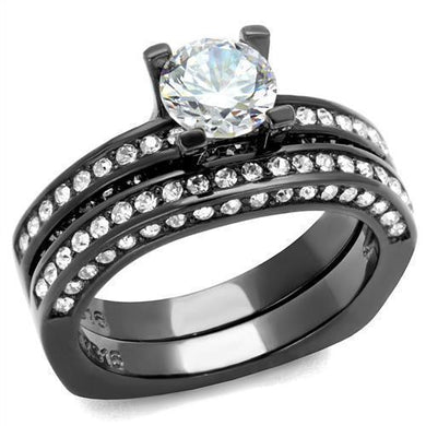 Wedding Rings for Women Engagement Cubic Zirconia Promise Ring Set for Her in Light Black - Jewelry Store by Erik Rayo