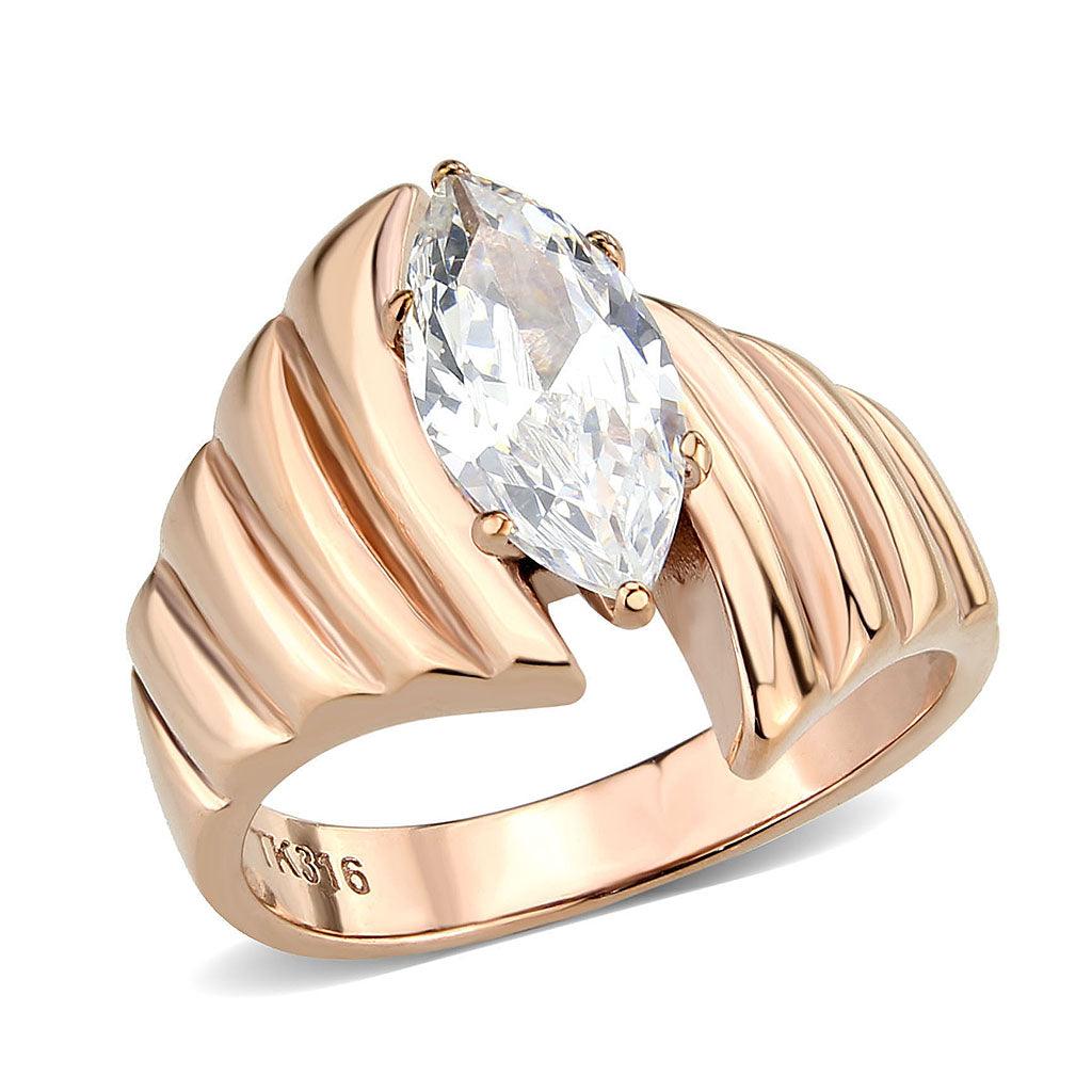 Wedding Rings for Women Engagement Cubic Zirconia Promise Ring Set for Her in Rose Gold TK3787 - ErikRayo.com