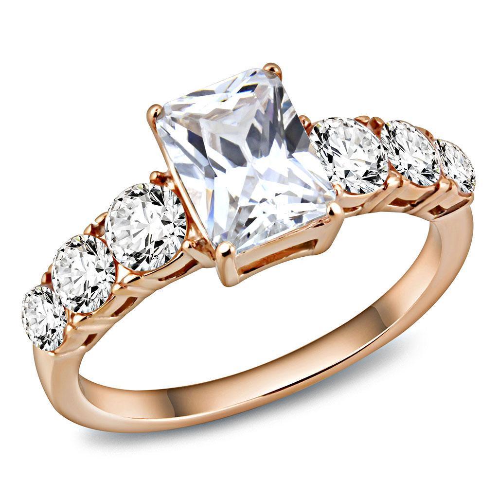 Wedding Rings for Women Engagement Cubic Zirconia Promise Ring Set for Her in Rose Gold Tone Ankara Clear - Jewelry Store by Erik Rayo