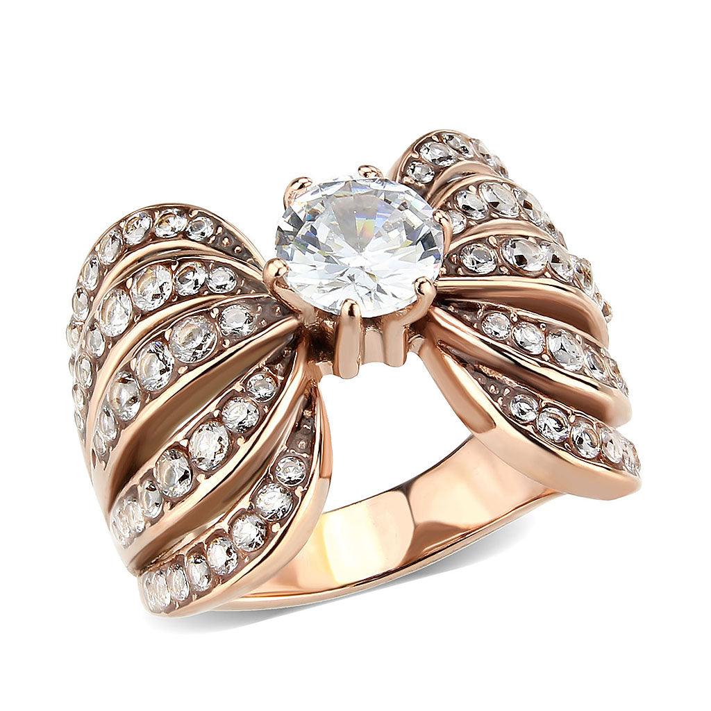 Wedding Rings for Women Engagement Cubic Zirconia Promise Ring Set for Her in Rose Gold Tone TK3786 - Jewelry Store by Erik Rayo