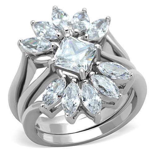 Wedding Rings for Women Engagement Cubic Zirconia Promise Ring Set for Her in Silver Tone Houston - Jewelry Store by Erik Rayo