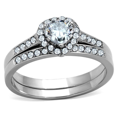 Wedding Rings for Women Engagement Cubic Zirconia Promise Ring Set for Her in Silver Tone LA - Jewelry Store by Erik Rayo