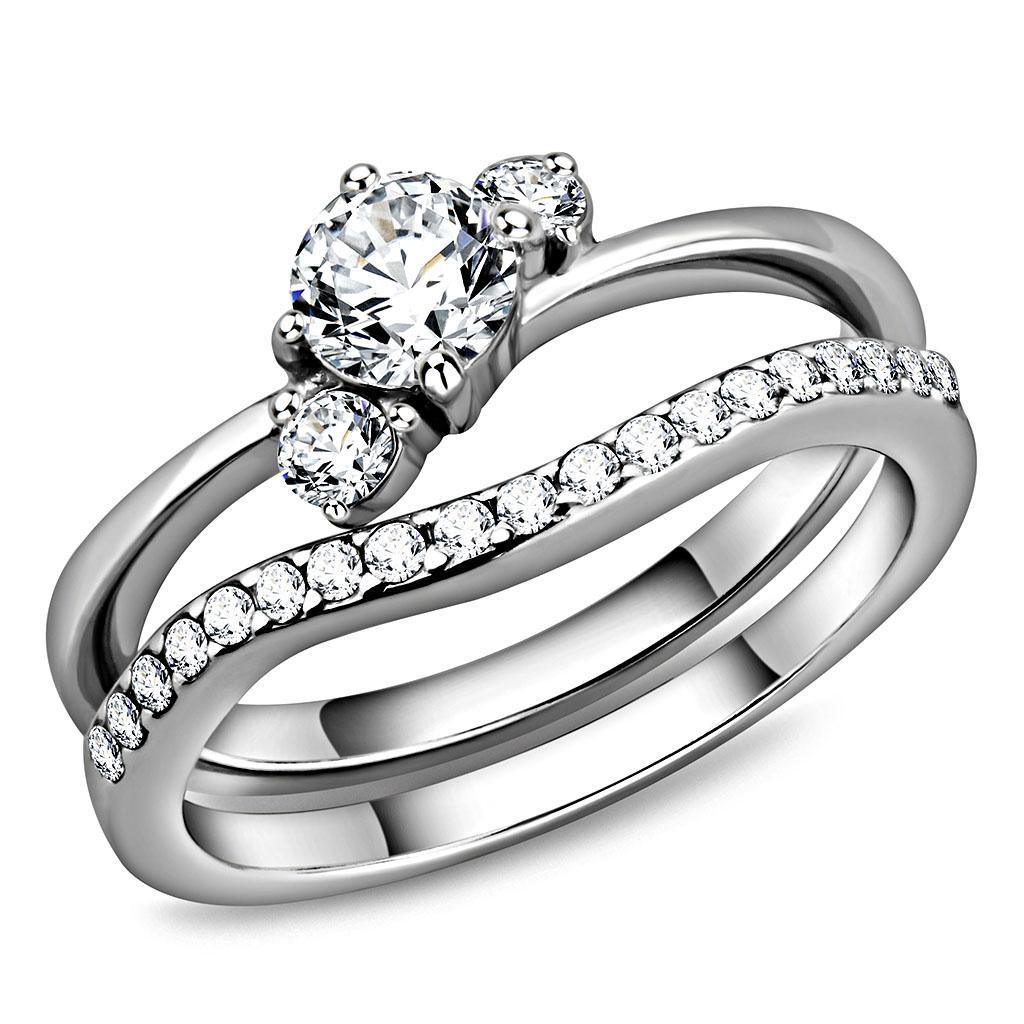 Wedding Rings for Women Engagement Cubic Zirconia Promise Ring Set for Her in Silver Tone Pozzuoli - Jewelry Store by Erik Rayo