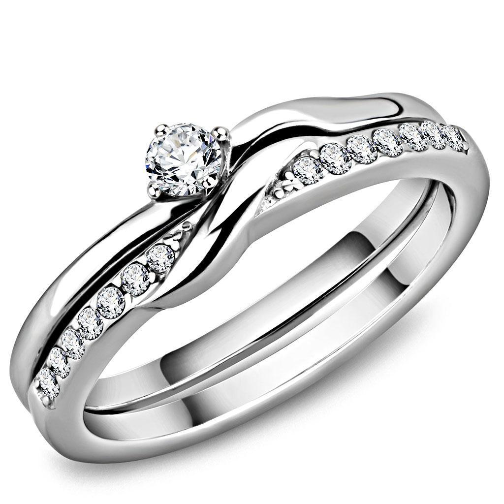 Wedding Rings for Women Engagement Cubic Zirconia Promise Ring Set for Her in Silver Tone Salerno - Jewelry Store by Erik Rayo