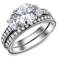 Load image into Gallery viewer, Wedding Rings for Women Engagement Cubic Zirconia Promise Ring Set for Her in Silver Tone Sarno - Jewelry Store by Erik Rayo
