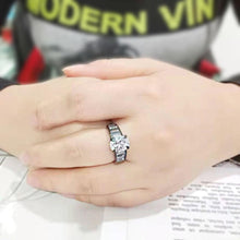 Load image into Gallery viewer, Wedding Rings for Women Engagement Cubic Zirconia Promise Ring Set for Her y Ninos Girls Stainless Steel Ring Elena - ErikRayo.com

