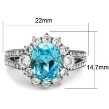 Load image into Gallery viewer, Womans Silver Aquamarine Ring Anillo Para Mujer y Ninos Unisex Kids 316L Stainless Steel Ring with AAA Grade CZ Sea Blue Biella - Jewelry Store by Erik Rayo
