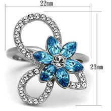Load image into Gallery viewer, Womans Silver Aquamarine Ring Anillo Para Mujer y Ninos Unisex Kids 316L Stainless Steel Ring with Top Grade Crystal in Sea Blue Varese - Jewelry Store by Erik Rayo

