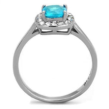 Load image into Gallery viewer, Womans Silver Aquamarine Ring Anillo Para Mujer Stainless Steel Ring with Glass in Sea Blue - Jewelry Store by Erik Rayo
