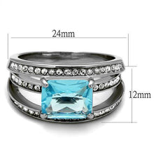 Load image into Gallery viewer, Womans Silver Aquamarine Ring Anillo Para Mujer y Ninos Unisex Kids Stainless Steel Ring with Glass in Sea Blue Insernia - Jewelry Store by Erik Rayo
