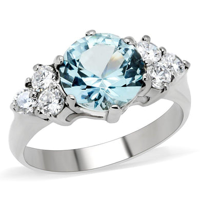 Womans Silver Aquamarine Ring Anillo Para Mujer Stainless Steel Ring with Synthetic Spinel in London Blue - Jewelry Store by Erik Rayo