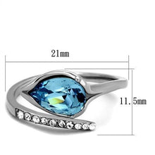 Load image into Gallery viewer, Womans Silver Aquamarine Ring Anillo Para Mujer Stainless Steel Ring with Top Grade Crystal in Sea Blue Milan - Jewelry Store by Erik Rayo
