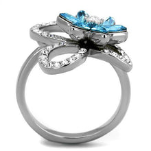 Load image into Gallery viewer, Womans Silver Aquamarine Ring Anillo Para Mujer Stainless Steel Ring with Top Grade Crystal in Sea Blue Varese - Jewelry Store by Erik Rayo
