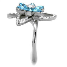 Load image into Gallery viewer, Womans Silver Aquamarine Ring Anillo Para Mujer Stainless Steel Ring with Top Grade Crystal in Sea Blue Varese - Jewelry Store by Erik Rayo
