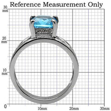 Load image into Gallery viewer, Womans Silver Aquamarine Ring High polished (no plating) 316L Stainless Steel Ring in Sea Blue TK081 - Jewelry Store by Erik Rayo
