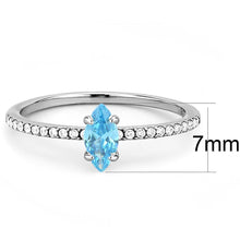 Load image into Gallery viewer, Womans Silver Aquamarine Ring High polished (no plating) 316L Stainless Steel Ring with AAA Grade CZ in Sea Blue DA034 - Jewelry Store by Erik Rayo
