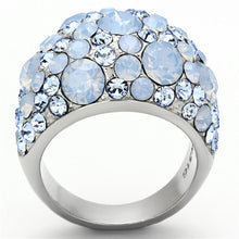Load image into Gallery viewer, Womans Silver Aquamarine Ring High polished (no plating) 316L Stainless Steel Ring with Top Grade Crystal in Sea Blue TK1147 - Jewelry Store by Erik Rayo
