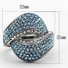 Load image into Gallery viewer, Womans Silver Aquamarine Ring High polished (no plating) 316L Stainless Steel Ring with Top Grade Crystal in Sea Blue TK1303 - Jewelry Store by Erik Rayo
