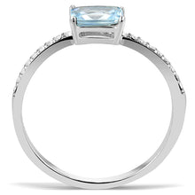 Load image into Gallery viewer, Womans Silver Aquamarine Ring High polished (no plating) Stainless Steel Ring with AAA Grade CZ in Sea Blue DA011 - Jewelry Store by Erik Rayo
