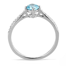 Load image into Gallery viewer, Womans Silver Aquamarine Ring High polished (no plating) Stainless Steel Ring with AAA Grade CZ in Sea Blue DA019 - Jewelry Store by Erik Rayo
