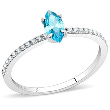 Load image into Gallery viewer, Womans Silver Aquamarine Ring High polished (no plating) Stainless Steel Ring with AAA Grade CZ in Sea Blue DA034 - Jewelry Store by Erik Rayo
