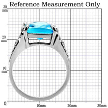 Load image into Gallery viewer, Womans Silver Aquamarine Ring High polished (no plating) Stainless Steel Ring with Glass in Sea Blue TK021 - Jewelry Store by Erik Rayo
