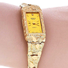 Load image into Gallery viewer, Women&#39;s 14k Yellow Gold Nugget Band Wrist Bracelet Geneve Watch with Diamond 7&quot; 29 grams - Jewelry Store by Erik Rayo
