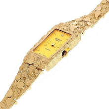 Load image into Gallery viewer, Women&#39;s 14k Yellow Gold Nugget Band Wrist Bracelet Geneve Watch with Diamond 7&quot; 29 grams - Jewelry Store by Erik Rayo

