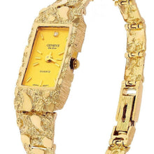 Load image into Gallery viewer, Women&#39;s 14k Yellow Gold Nugget Band Wrist Bracelet Geneve Watch with Diamond 7.5&quot; 31 grams - Jewelry Store by Erik Rayo
